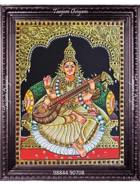Handmade Saraswathi Tanjore Painting